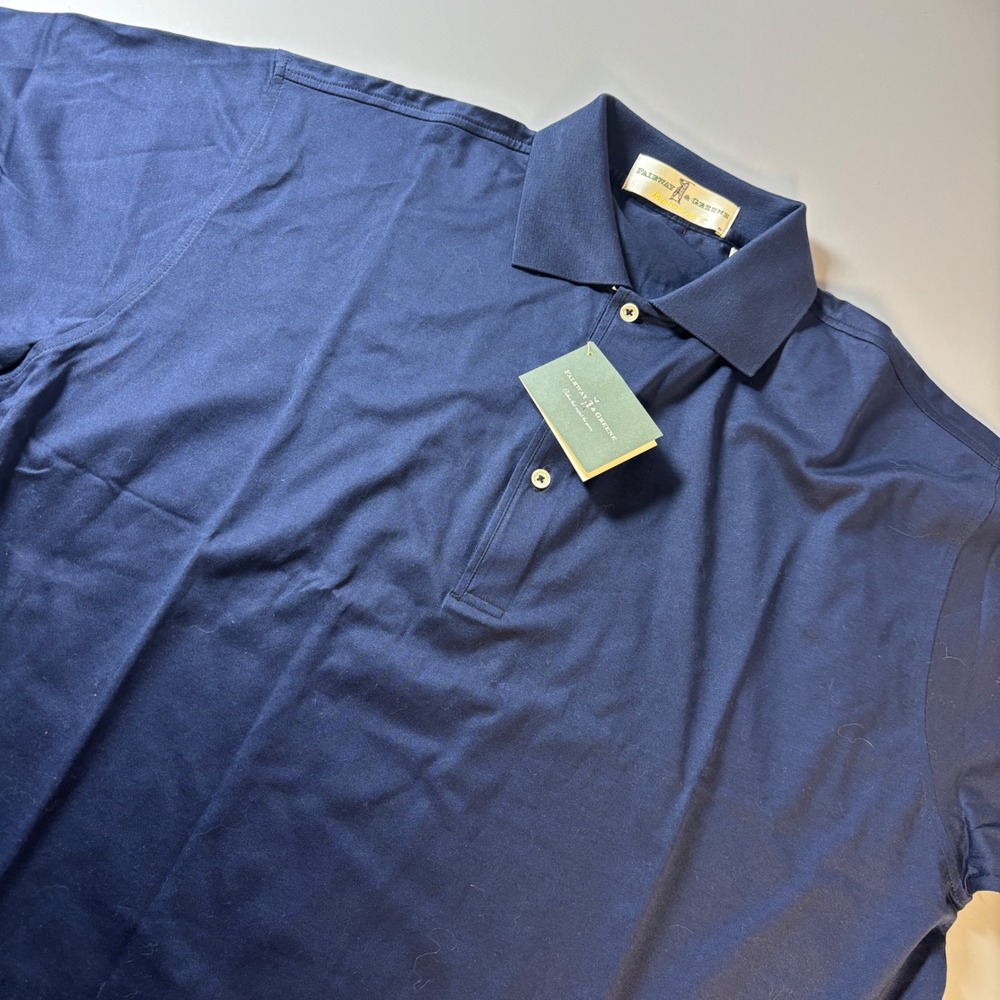 NWT‎ Fairway & Greene Mens Lisle Polo Shirt Medium Navy CVS Charity Embroidered